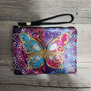 Rhinestone Bedazzled Butterfly Multicolor Wristlet Colorful Kidcore Rainbow